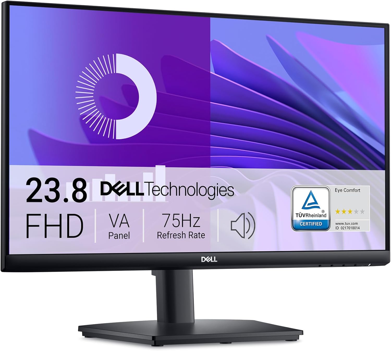 Dell E2425H 23.8" FHD Monitor, Black Color Connectivity: 1 VGA, 1 DisplayPort 1.2 thumbnail 2