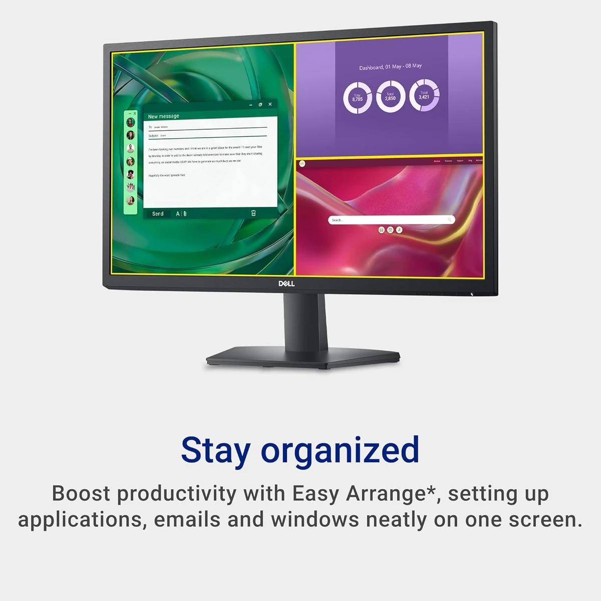 Dell SE2425H 23.8" FHD Monitor, Black Color Connectivity: 1 VGA, 1 HDMI 1.4 thumbnail 2