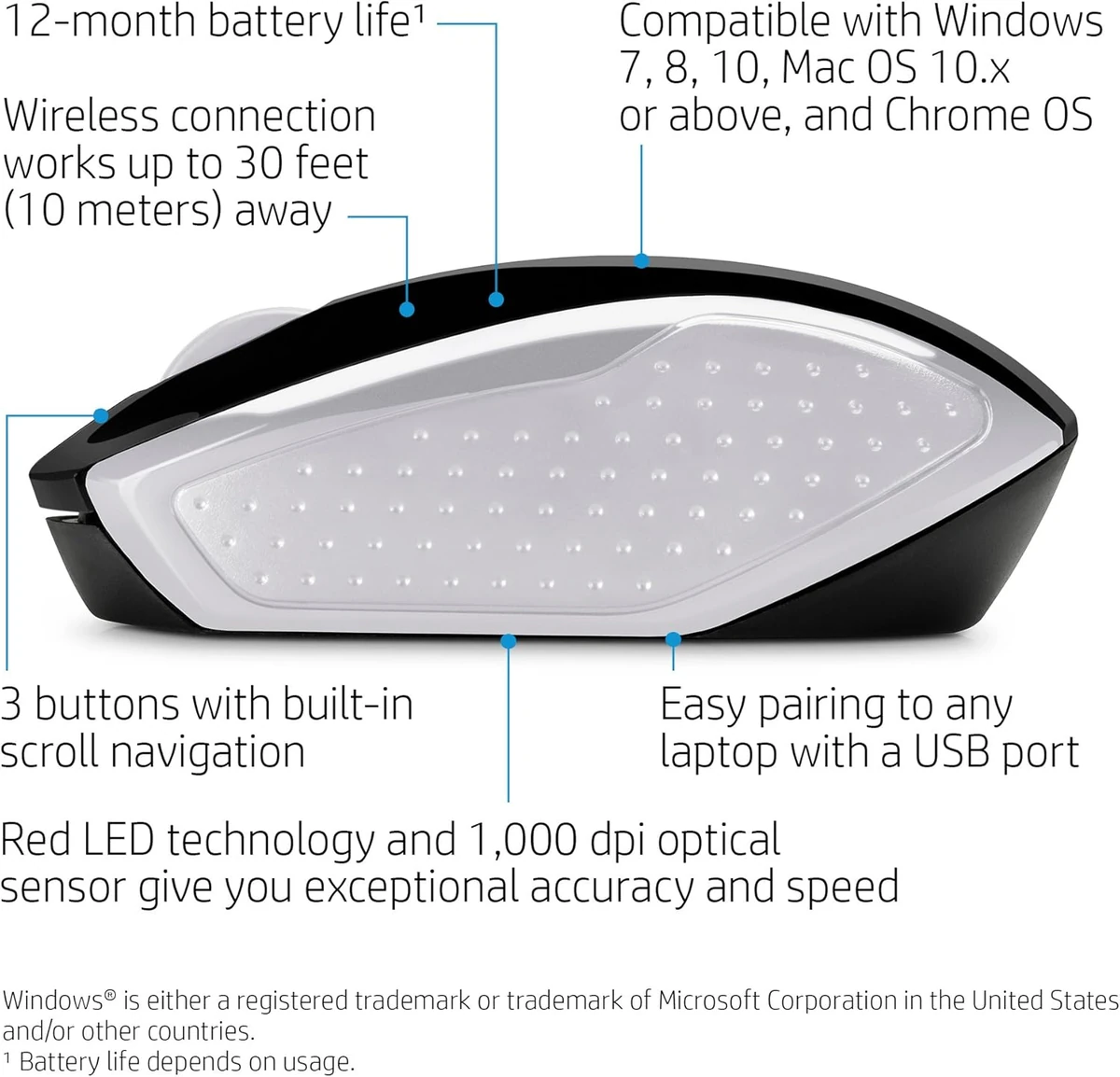HP Wireless Mouse 200 Pike Silver