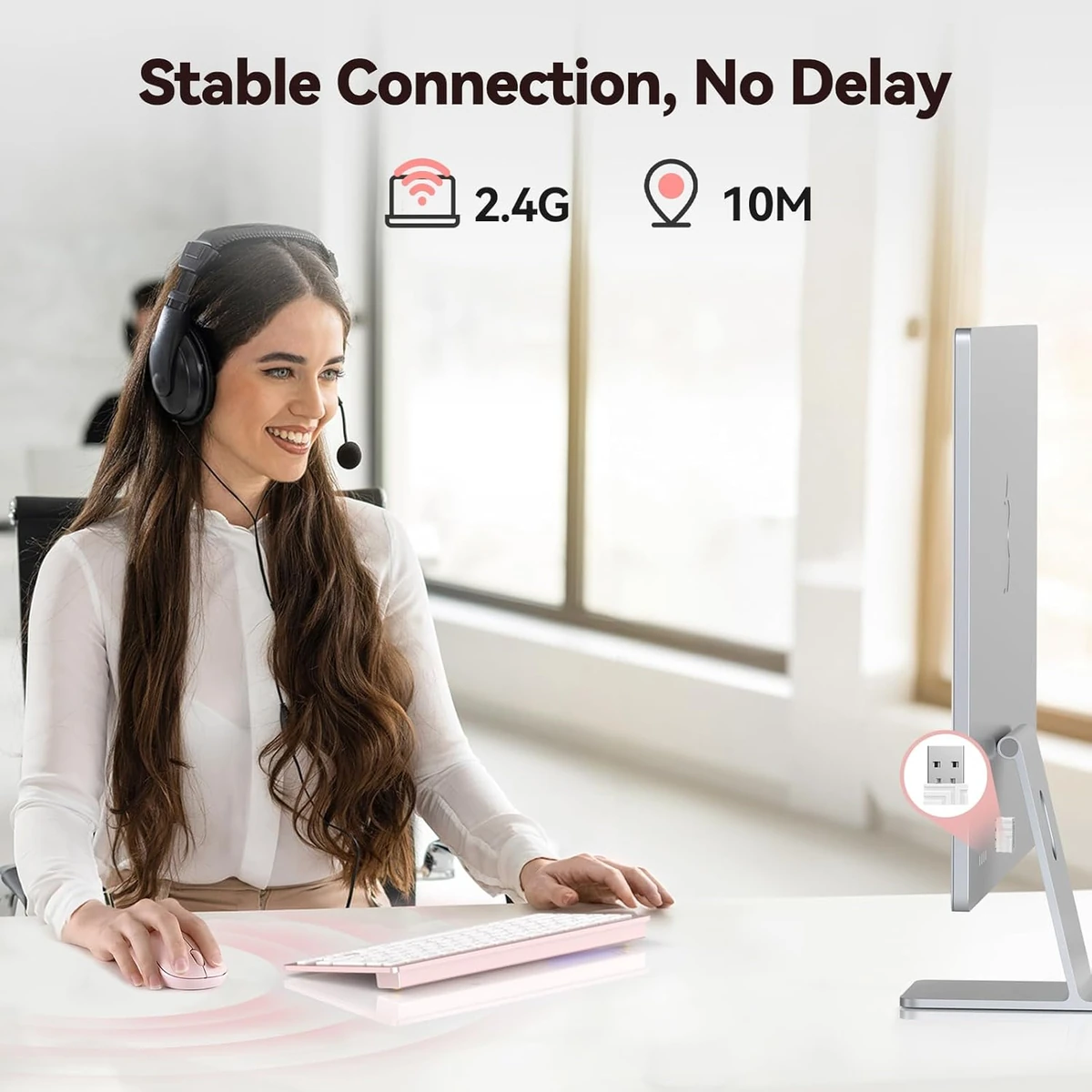 UGREEN 2.4G Wireless Mouse Cherry Pink thumbnail 4