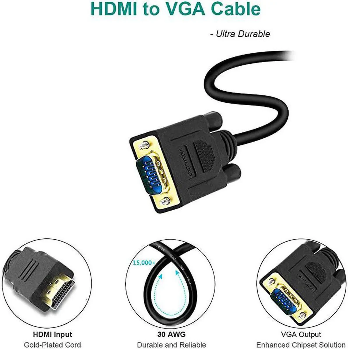 UGREEN VGA Male to Male Cable 2m (Black) thumbnail 2