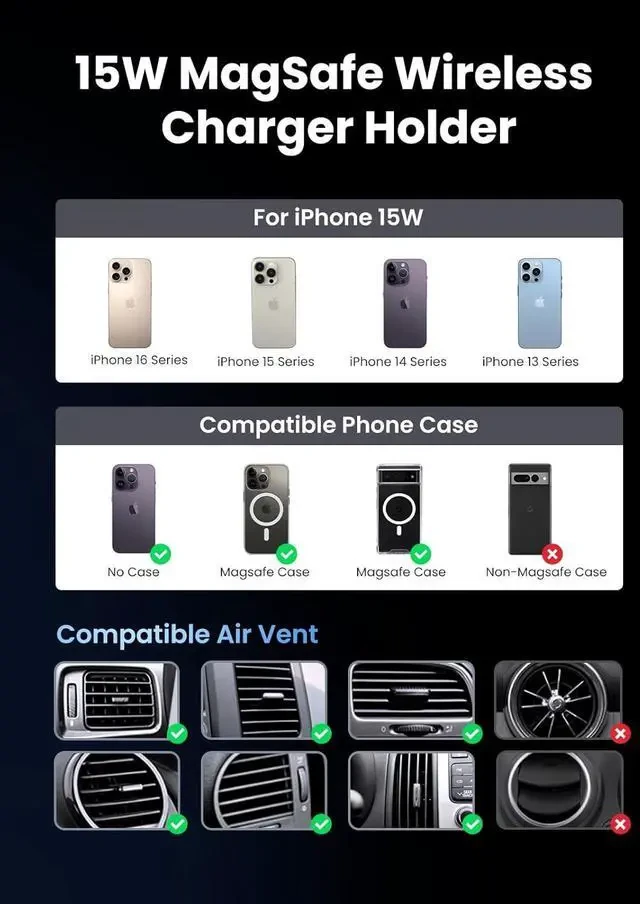 UGREEN Magnetic Car Wireless Charger thumbnail 2