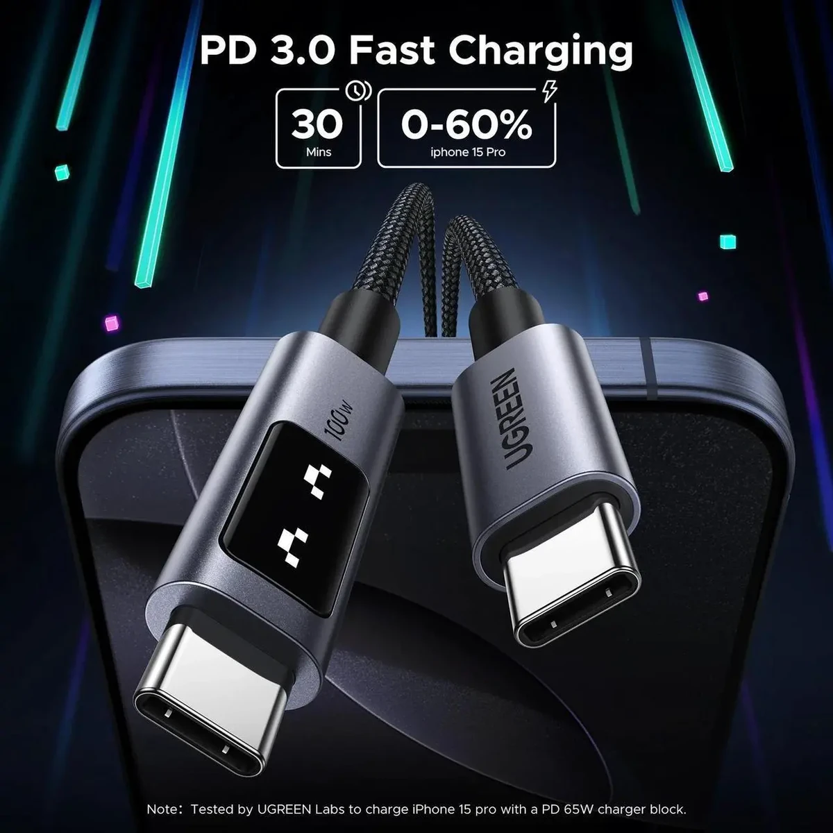 UGREEN Uno Robot USB-C to USB-C 100W Fast Charging 5A Cable 3m thumbnail 3