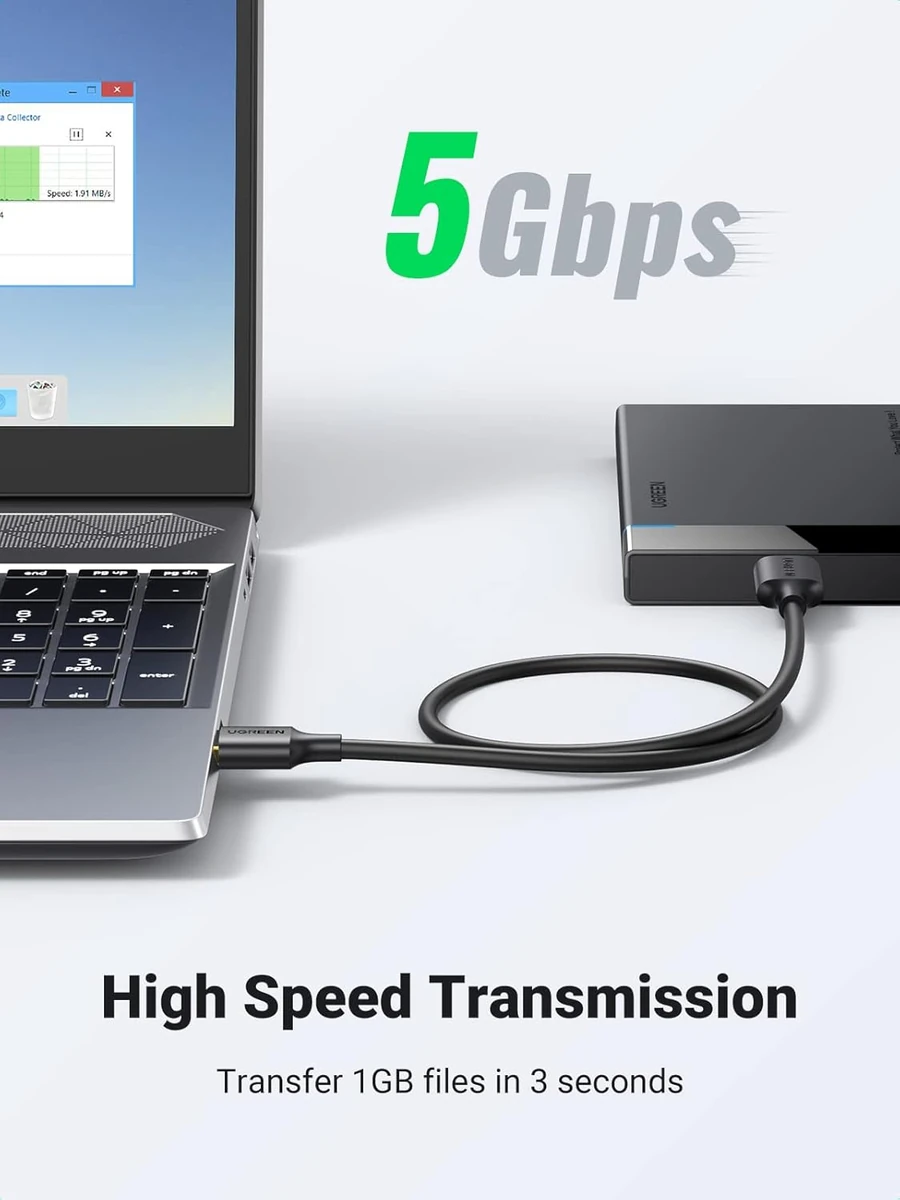 UGREEN USB-A 3.0 to Micro USB 3.0 Male Cable 0.5m Black