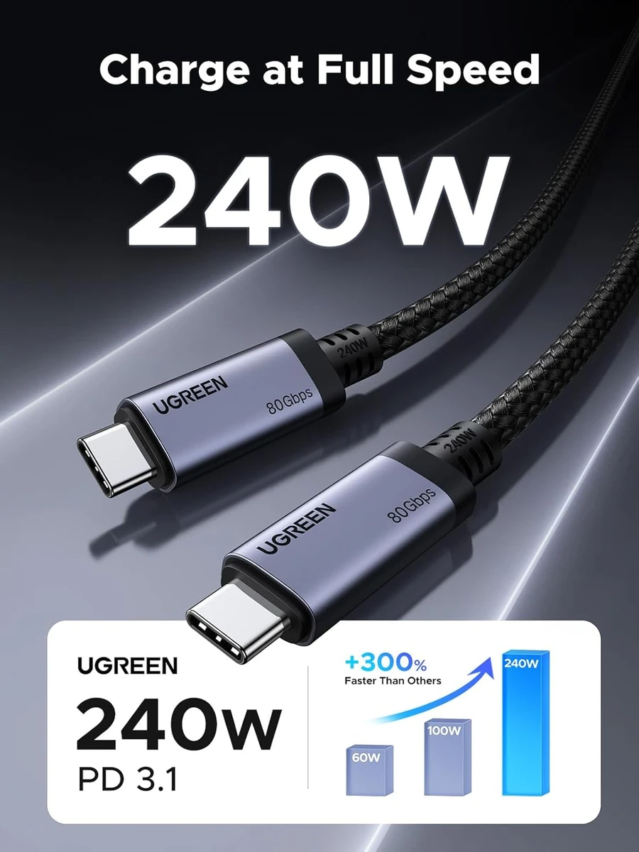UGREEN USB-C 3.1 Gen1 Male to Male 3A Data Cable (60W, 4K@60Hz) 1.5m thumbnail 3