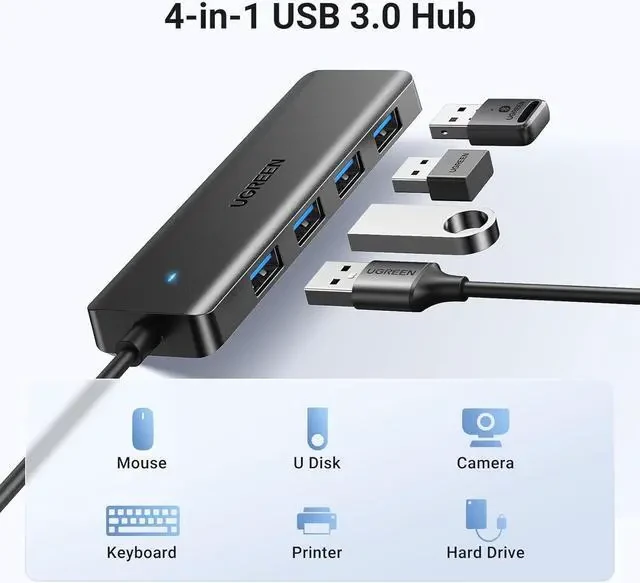 UGREEN USB-C to 7-Port USB-A 3.0 Hub DC 12V EU