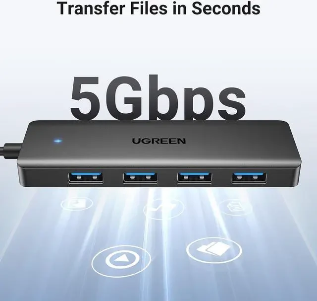 UGREEN USB-C to 7-Port USB-A 3.0 Hub DC 12V EU thumbnail 4