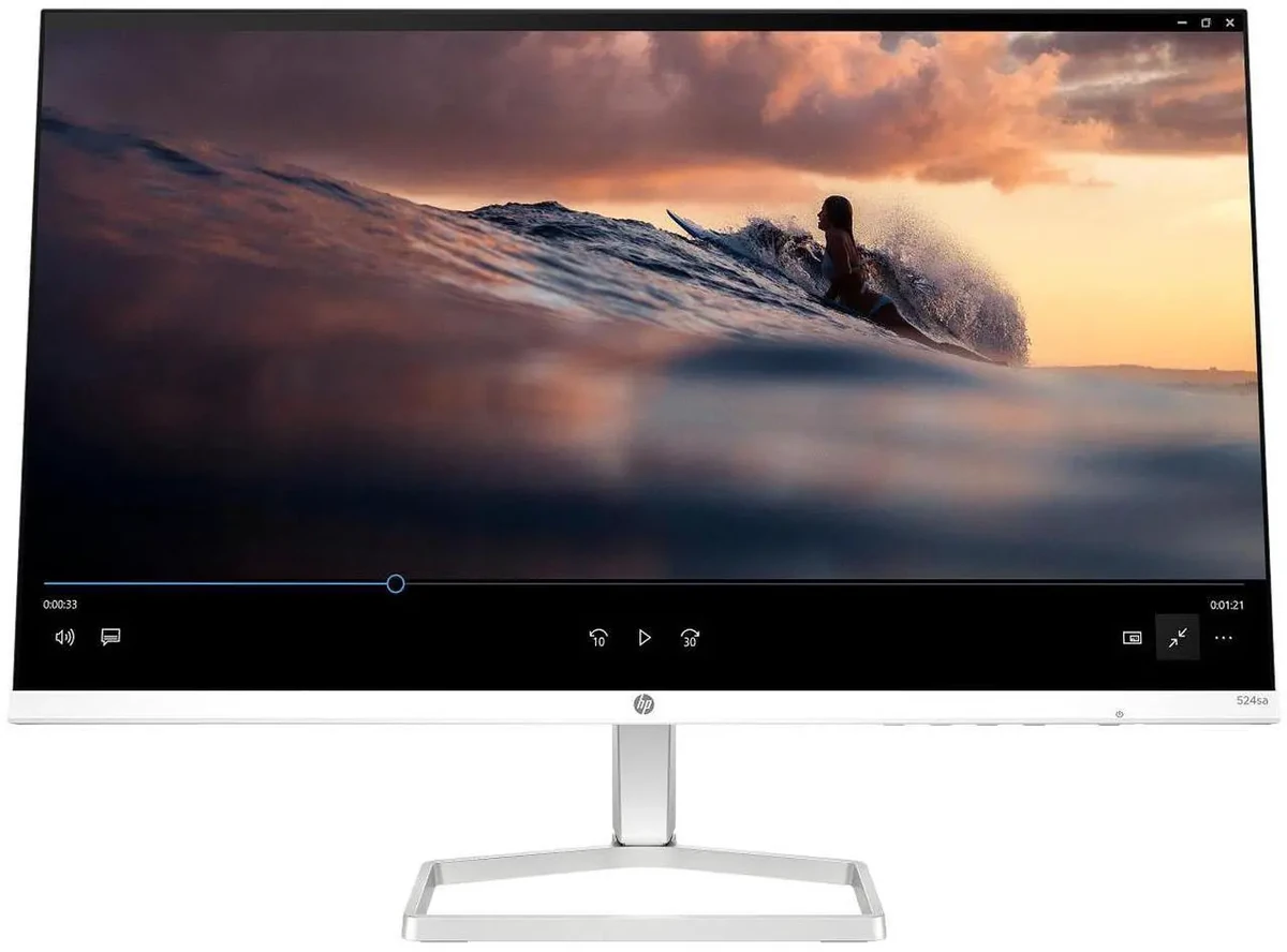 HP 524sa Series 5 23.8" FHD Monitor, Integrated Speakers, White Color, Connectivity: 1 VGA, 1 HDMI 1.4, 1 3.5 mm Audio Jack (Audio Out), 1 3.5 mm Audio Jack (Audio In) thumbnail 4