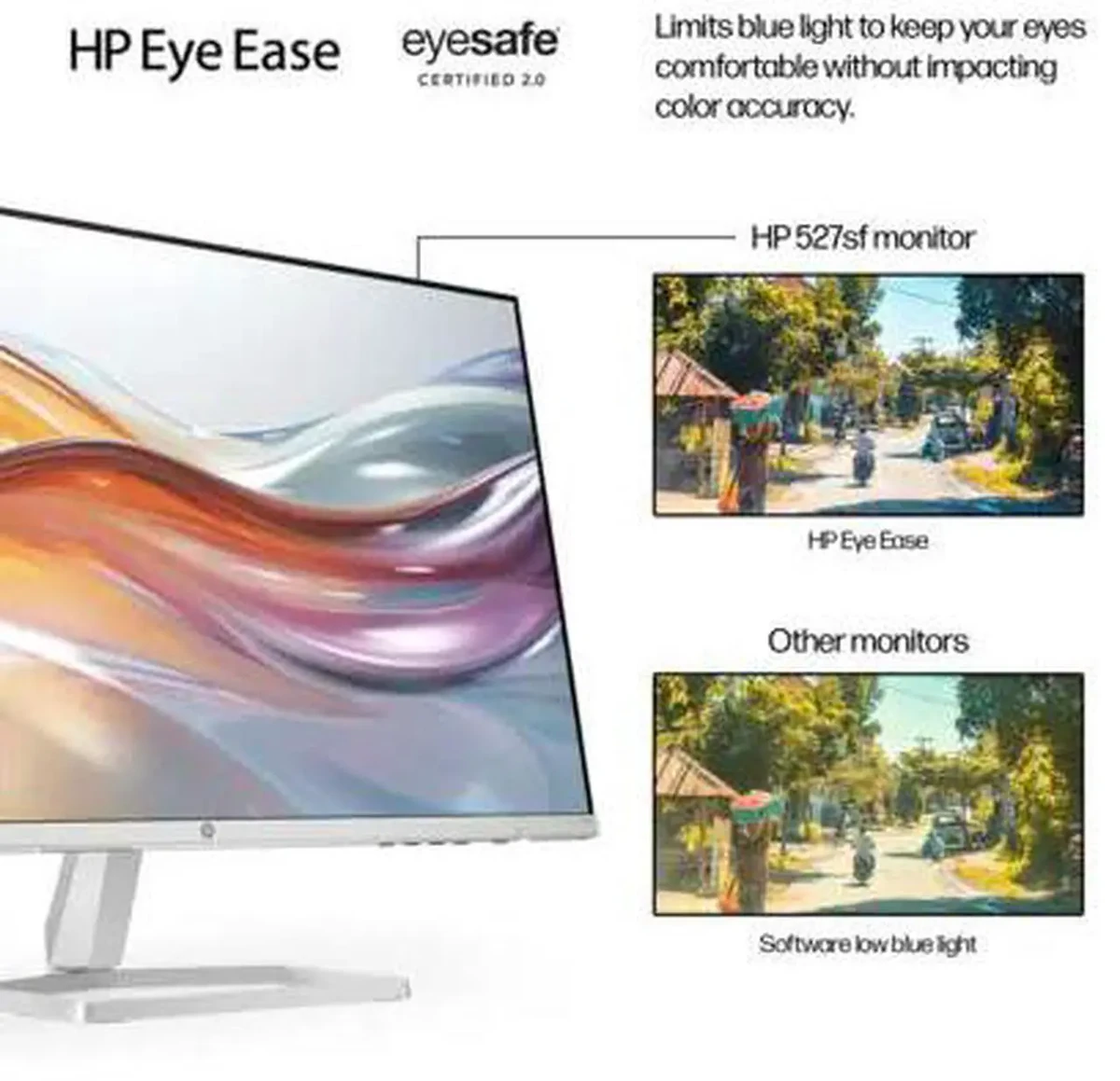 HP 527sa Series 5 27" FHD Monitor, Integrated Speakers, White Color, Connectivity: 1 VGA, 2 HDMI 1.4, 1 3.5 mm Audio Jack (Audio Out), 1 3.5 mm Audio Jack (Audio In) thumbnail 4