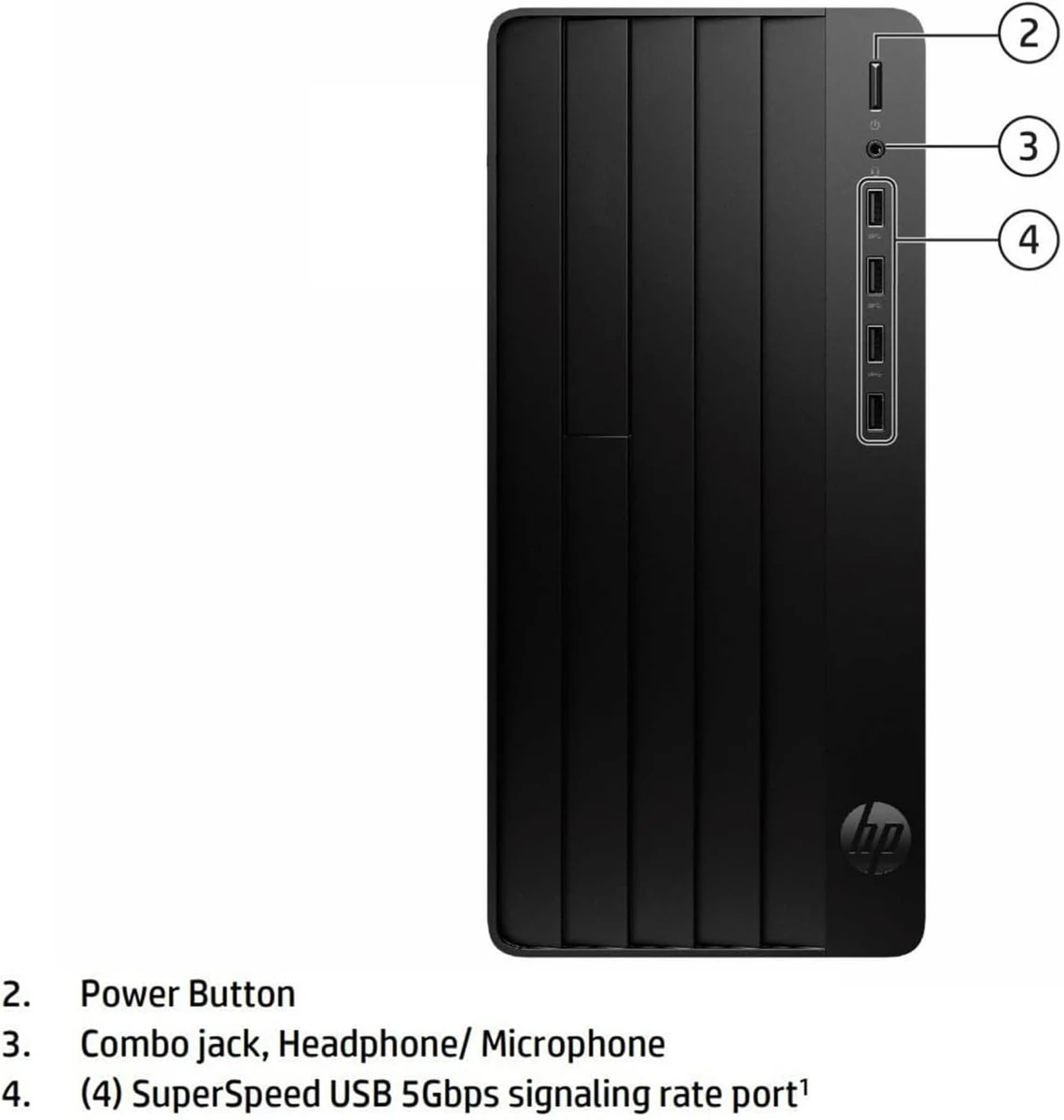 HP Pro Tower 290 G9 Desktop PC, Intel Core i5 13500, 8GB DDR4 3200, 512GB PCIe NVMe M.2 SSD, FreeDOS, No ODD, Realtek Wi-Fi 6 RTL8852BE (2x2) and Bluetooth® 5.3 wireless card, HP 125 Wired Keyboard & Mouse, Black, 1 Year Warranty, Front Ports: Four USB Type-A 5Gbps signaling rate, One Headphone/micr