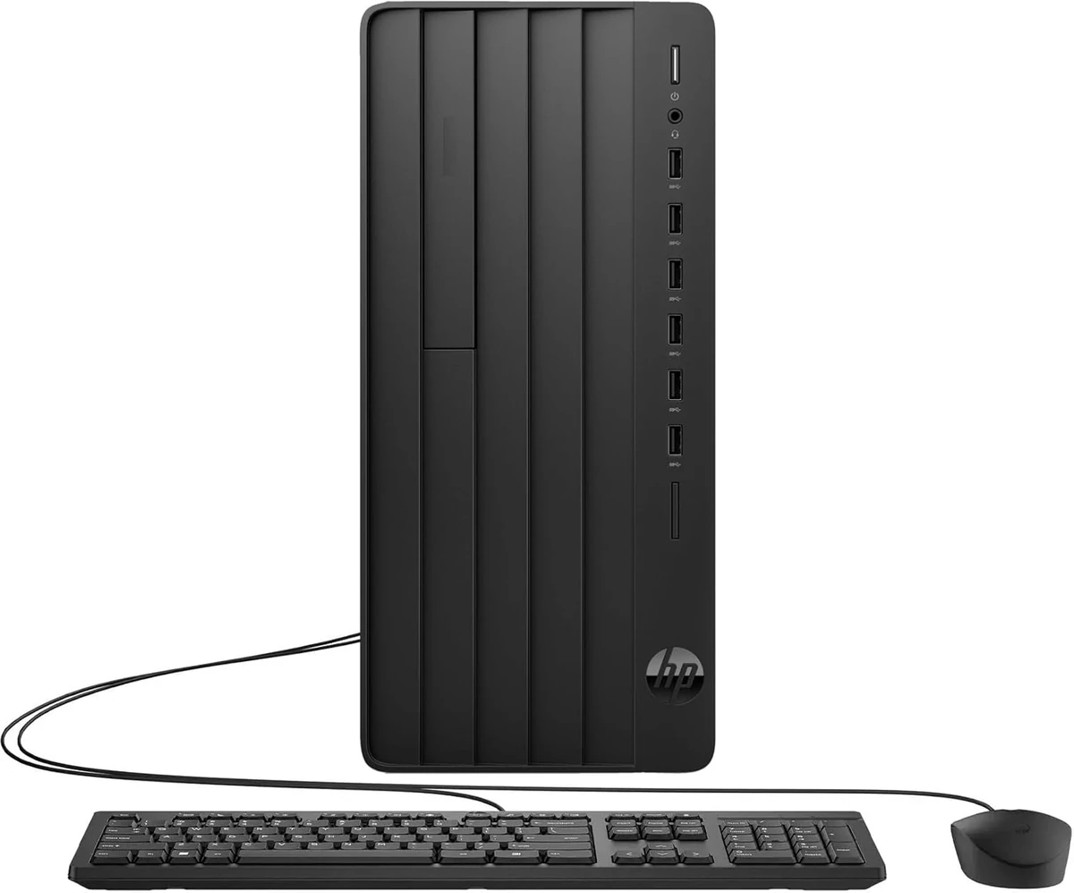 HP Pro Tower 290 G9 Desktop PC, Intel Core i5 13500, 8GB DDR4 3200, 512GB PCIe NVMe M.2 SSD, FreeDOS, No ODD, HP 125 Wired Keyboard & Mouse, Black, 1 Year Warranty, Front Ports: Four USB Type-A 5Gbps signaling rate, One Headphone/microphone combo, Rear Ports: Four USB 2.0 Type-A, One HDMI, One RJ-45