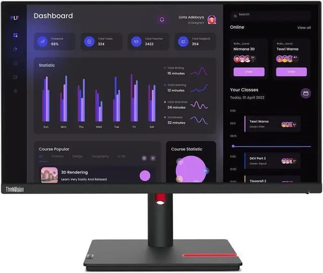 Lenovo ThinkVision S27i-30 27" FHD Monitor, Raven Black Color, Connectivity: 1 VGA, 2 HDMI 1.4 thumbnail 3