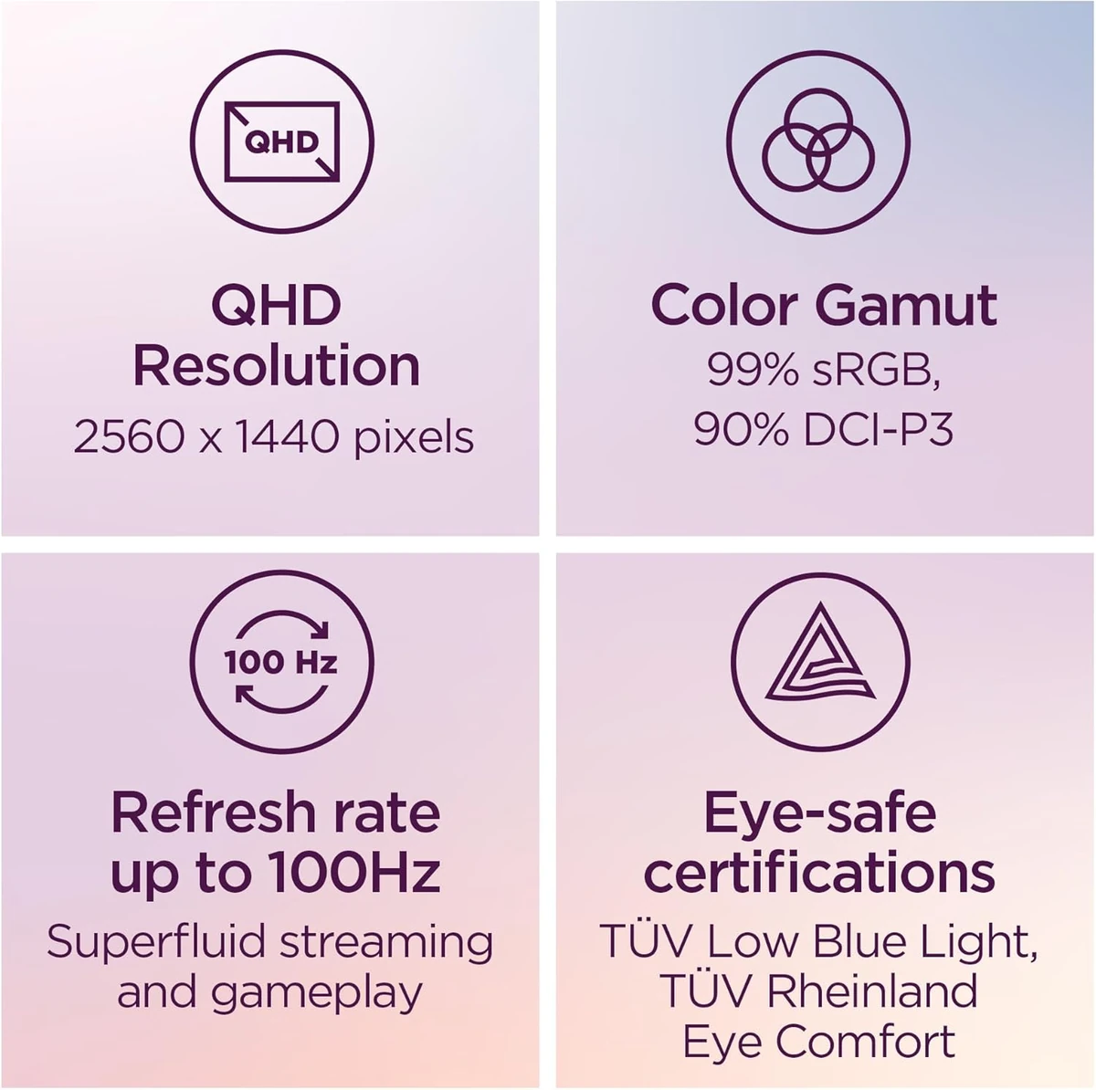 Lenovo L27h-4A 27" QHD Monitor, Integrated Speakers, Tilt/Swivel/Pivot/Height Adjustable Stand, Cloud Grey Color, Connectivity: 2 HDMI 2.1 TMDS, 1 DisplayPort 1.4 (HBR2), 1 USB-C (USB 5Gbps, with USB PD 3.0 75W and DisplayPort 1.4 Alt Mode HBR2, USB upstream), 4 USB-A (USB 5Gbps, USB downstream)