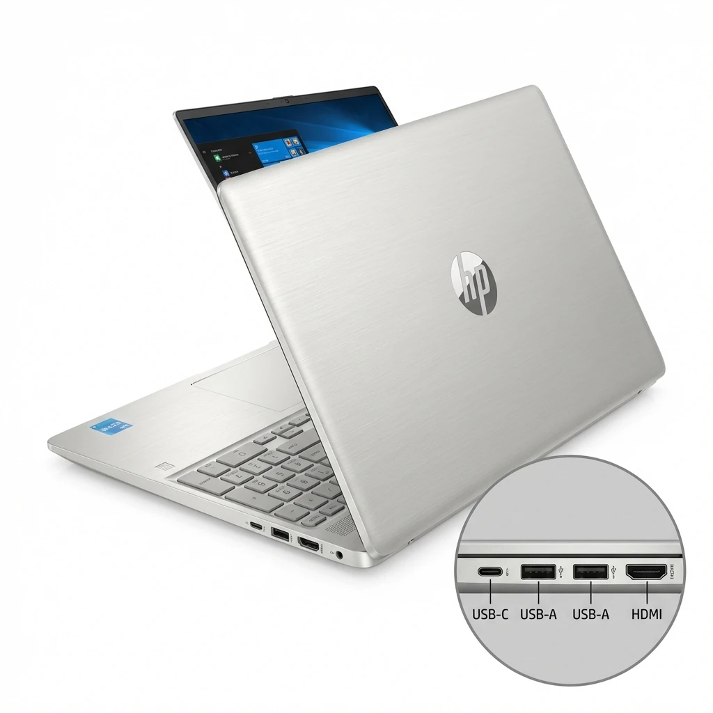HP 15-fd0250wm, Intel Core i5 1334U, 8GB DDR4 3200, 512GB PCIe NVMe M.2 SSD, Windows 11 Home, 15.6" HD, No ODD, Realtek Wi-Fi 6 (2x2) and Bluetooth 5.4 wireless card, HP True Vision 720p HD camera with temporal noise reduction and integrated dual array digital microphones, Dual Speakers, Full-size,