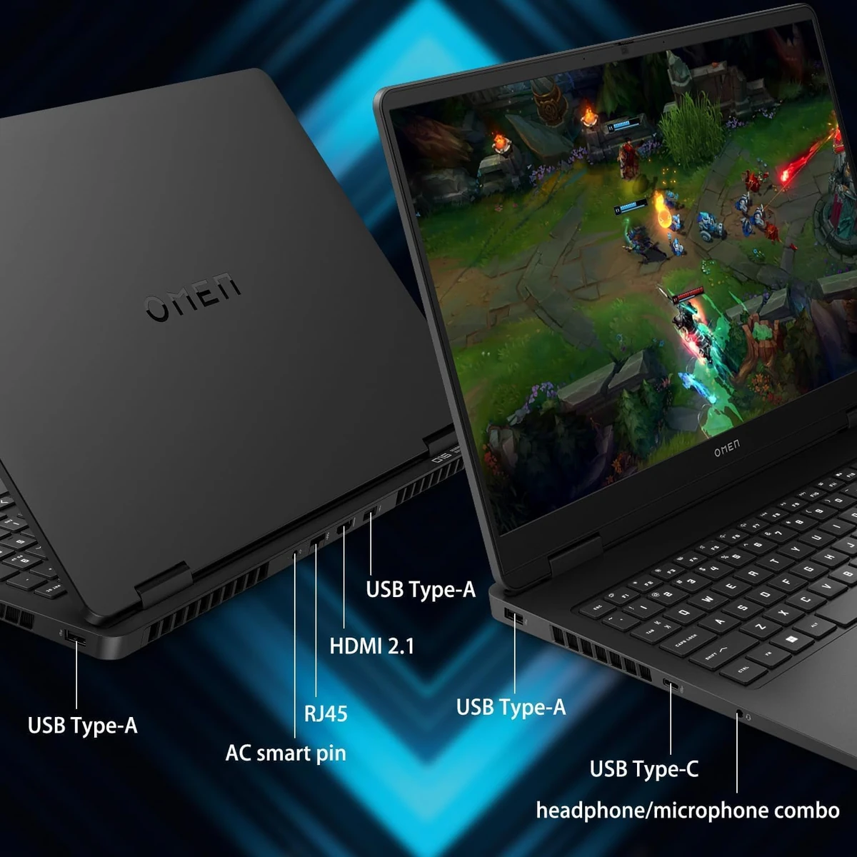 HP OMEN Slim 16-an0037wm, Intel Core Ultra 7 255H, 16GB DDR5 5200, 1TB PCIe Gen4 NVMe M.2 SSD, NVIDIA GeForce RTX 5060 Laptop GPU (8 GB GDDR7 dedicated), Windows 11 Home, 16" 2K 165Hz, No ODD, Realtek Wi-Fi 6 (2x2) and Bluetooth 5.4 wireless card, HP True Vision 1080p FHD camera with temporal noise thumbnail 2