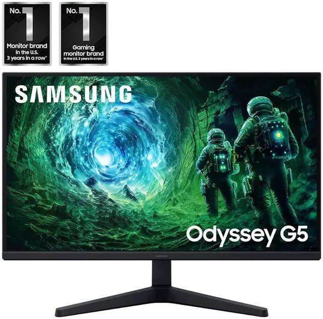 Samsung G50D 27" QHD Gaming Monitor, 2560x1440, 16:9, 180Hz, Height/Tilt/Swivel/Pivot Adjustable, Black Color Connectivity: 1 DisplayPort 1.2, 1 HDMI 2.0, 1 Headphone thumbnail 2
