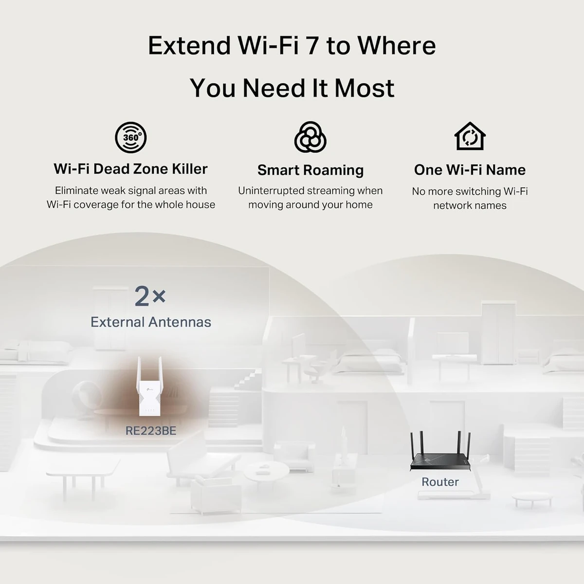 TP-Link BE3600 Dual-Band Wi-Fi 7 Range Extender