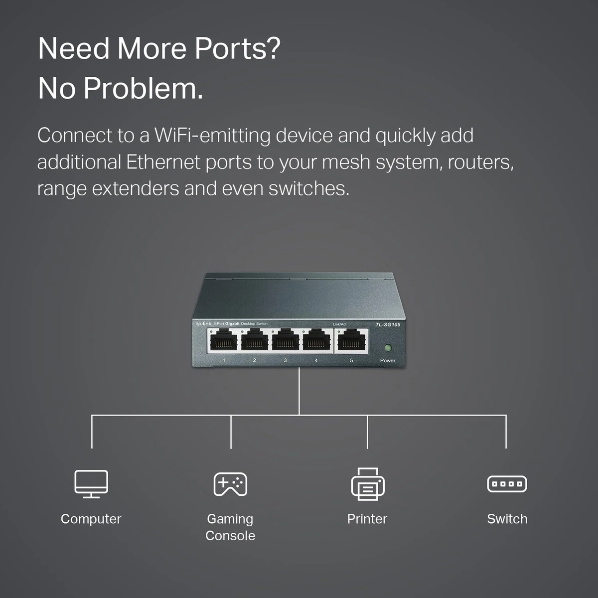 TP-Link 5-Port 10/100/1000Mbps Gigabit Desktop Switch thumbnail 3