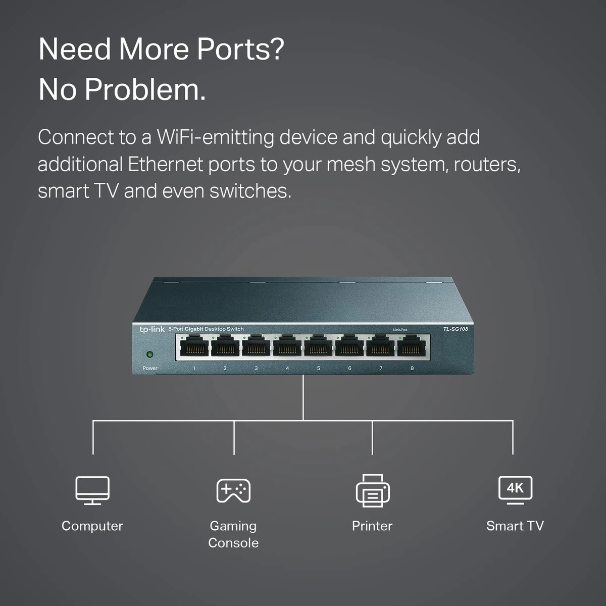 TP-Link 8-Port 10/100/1000Mbps Gigabit Desktop Switch thumbnail 4
