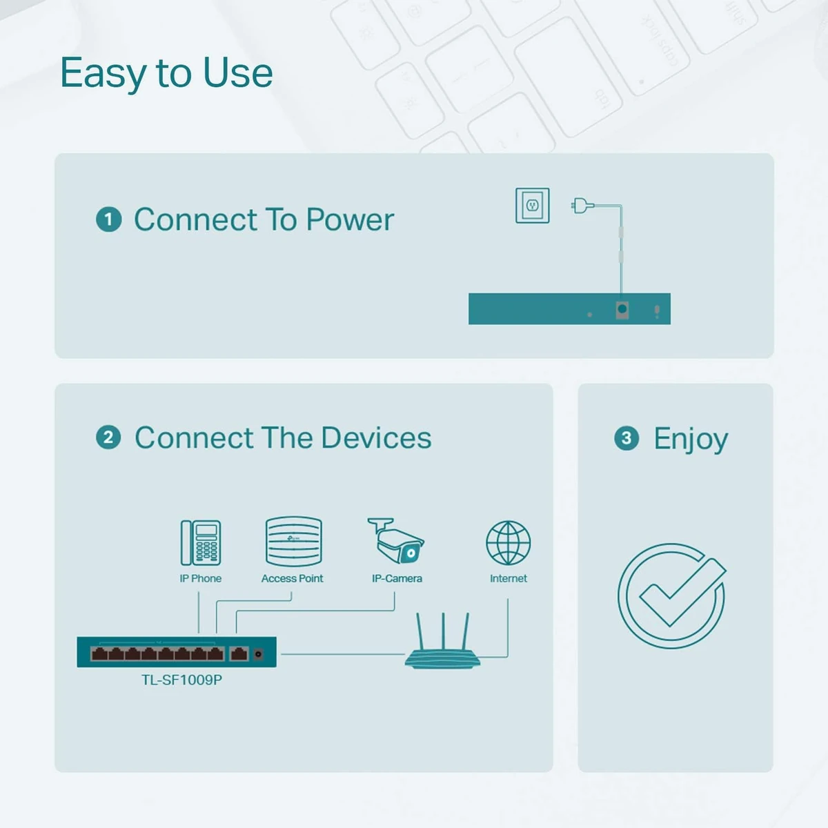 TP-Link 9-Port 10/100Mbps Desktop Switch with 8-Port PoE+ thumbnail 3