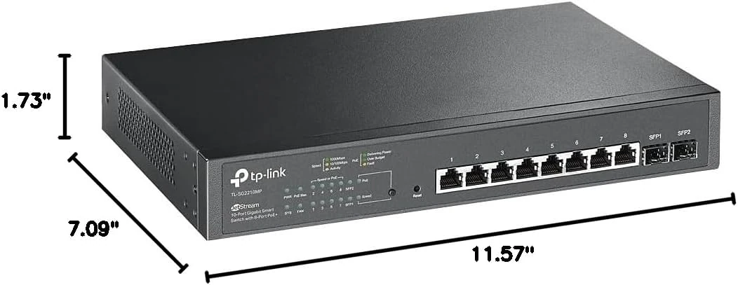 TP-Link JetStream 10-Port Gigabit Smart Switch with 8 PoE+ Ports & 2 Gigabit SFP Slots TL-SG2210MP thumbnail 3