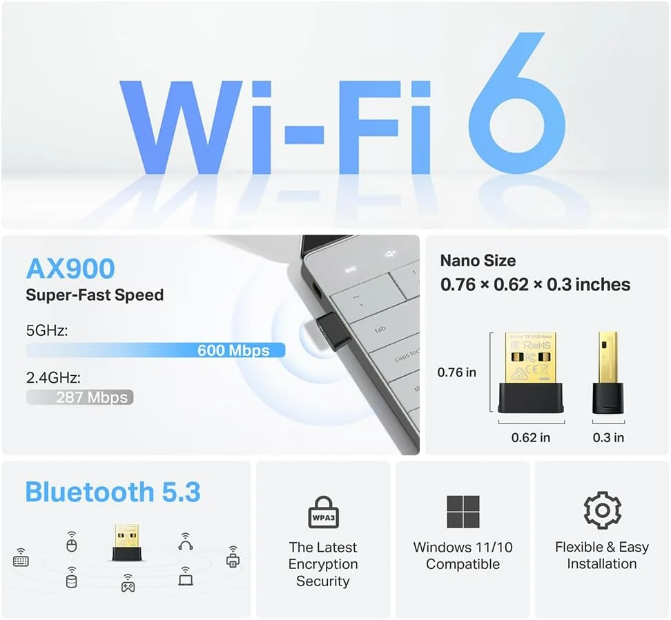 TP-Link AX300 Nano Wi-Fi 6 Wireless USB Adapter