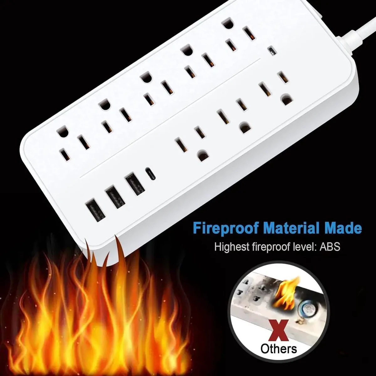UGREEN Surge Protector Power Strip (6 AC Outlets + 65W 2A2C) UK White 2m thumbnail 2