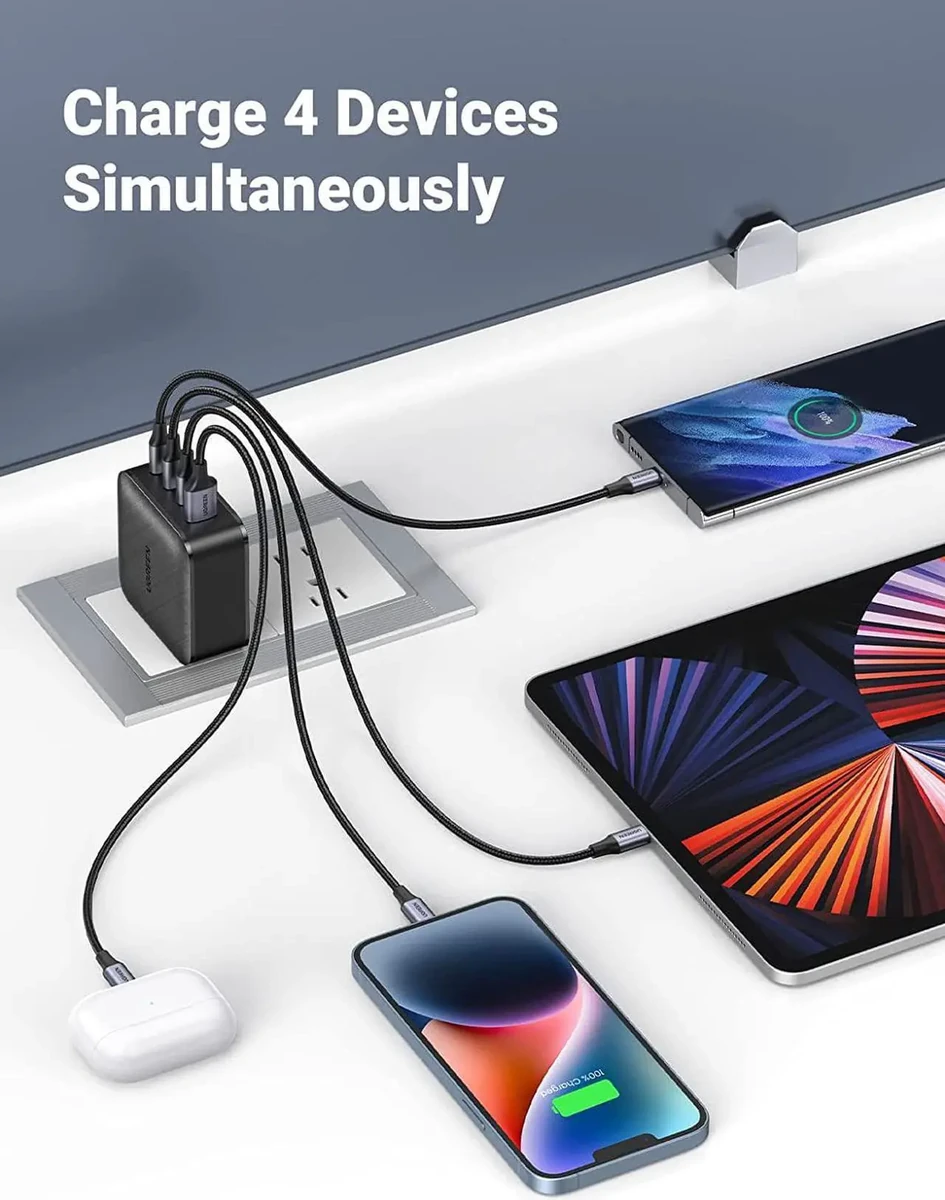 UGREEN 65W 3-Port GaN Fast Charger with Interchangeable UK/US/EU Plugs thumbnail 4