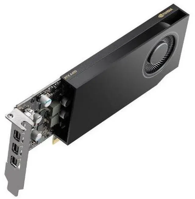 PNY RTX A400 4GB GDDR6 Graphics Card, Display Outputs: 4 x Mini DisplayPort 1.4a, Recommended Power Supply: 250W