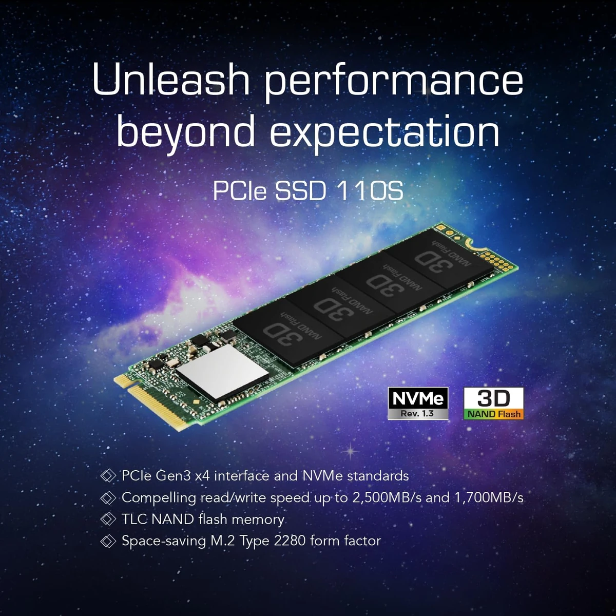 TRANSCEND SSD110S INTERNAL SSD M.2 PCIe Gen 3*4 NVMe 2280 thumbnail 2