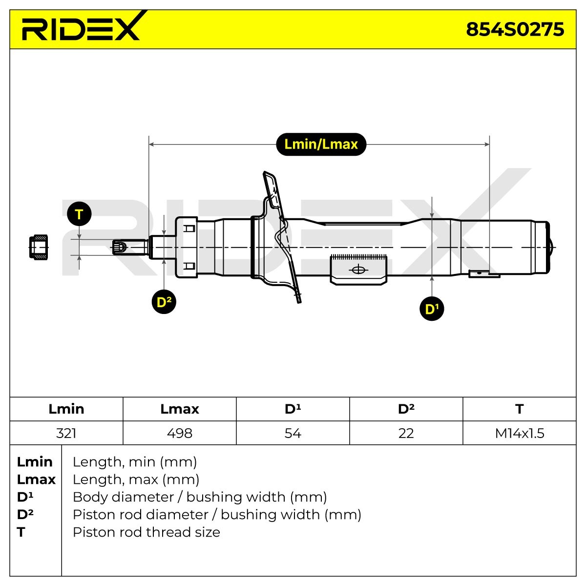 Ridex Front Shock Absorber 854S0275 for Peugeot 406 alternate view